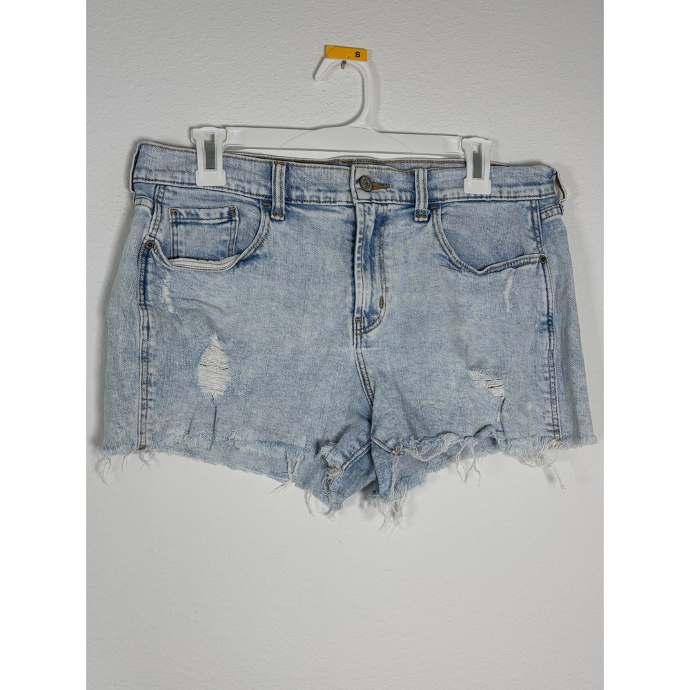 Old Navy Boyfriend Distressed‎ Denim Shorts Light Wash Frayed Hem Size 10